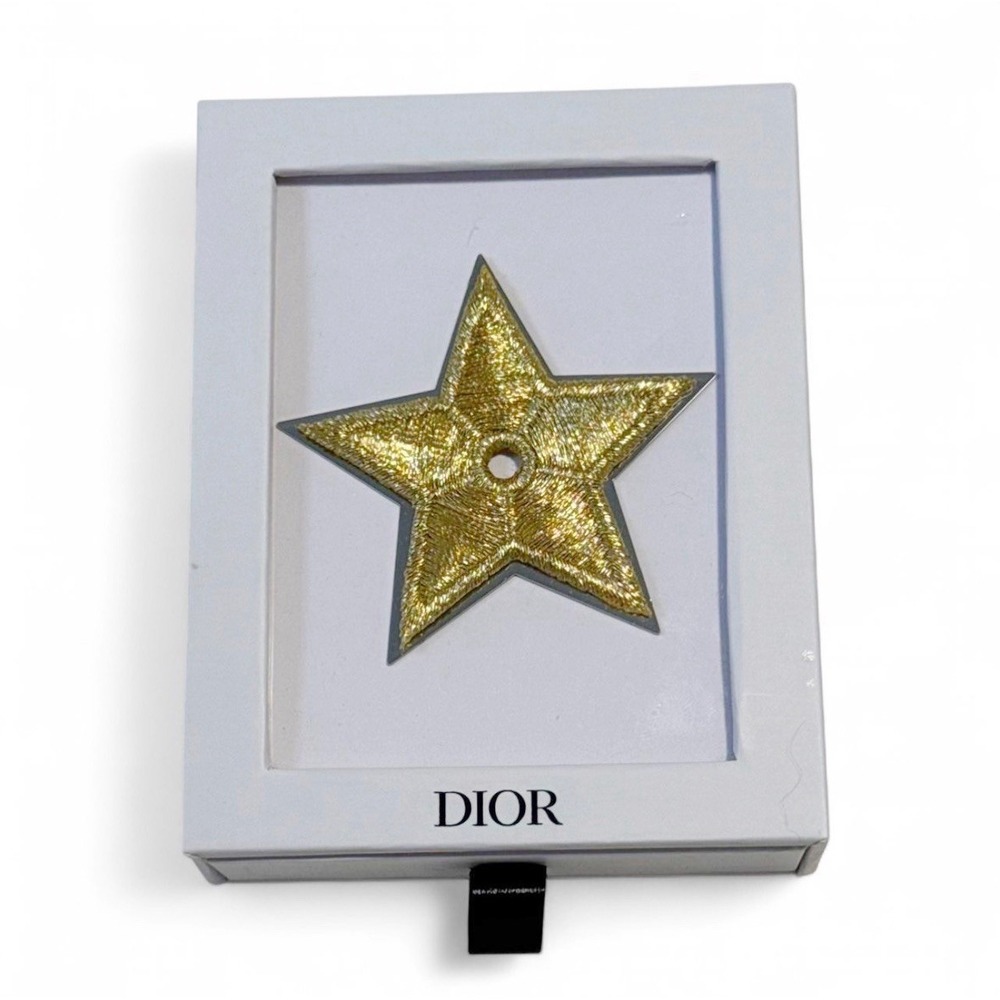 Christian Dior Star Brooch Pin Badge Gold Embroidery  Accessory NEW w/Box